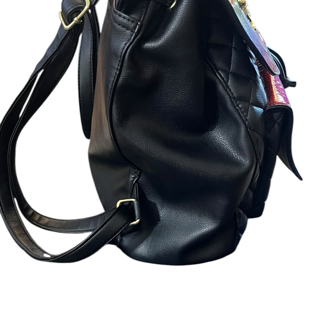 Betsey Johnson Quilted Cat Face Backpack Y2K Kawaii Coquette Glitter Rainbow Bag - Picture 9 of 16